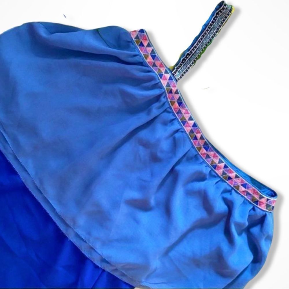 Vintage One of a Kind Custo Barcelona Beaded, Embroidered  Baby Blue Party Dress